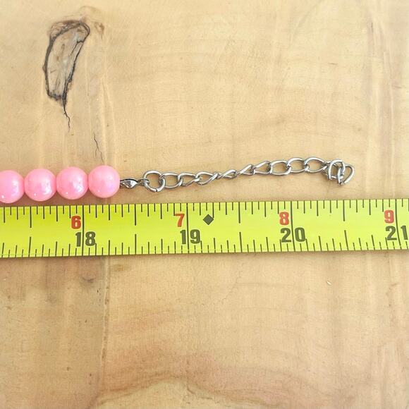 Vintage Iridescent Pink Graduated Plastic Beaded Necklace Bead Bubble Gum Retro - Picture 6 of 6